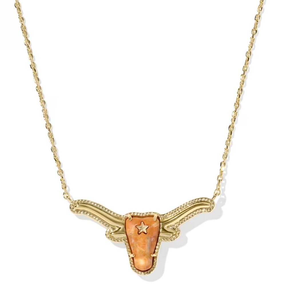 Kendra Scott Texas Longhorn Short Pendant Necklace 14k Gold Plated Lobster Clasp